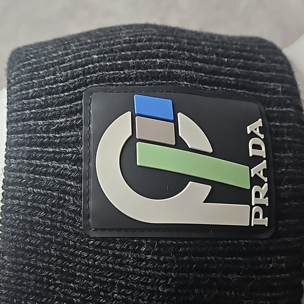 Prada Gray Green Blue Wool Beanie Cap Headband Earmuff Brimmed Hat Sz. M - Picture 3 of 9